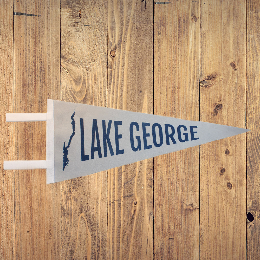 Lake George Pennant - Gray with Blue Print and White Accents