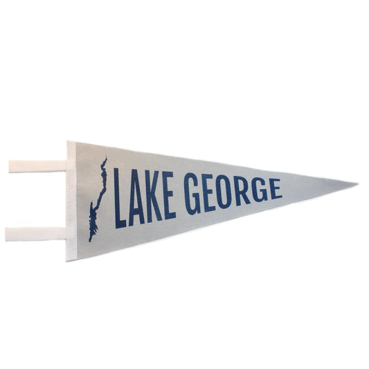 Lake George Pennant - Gray with Blue Print and White Accents