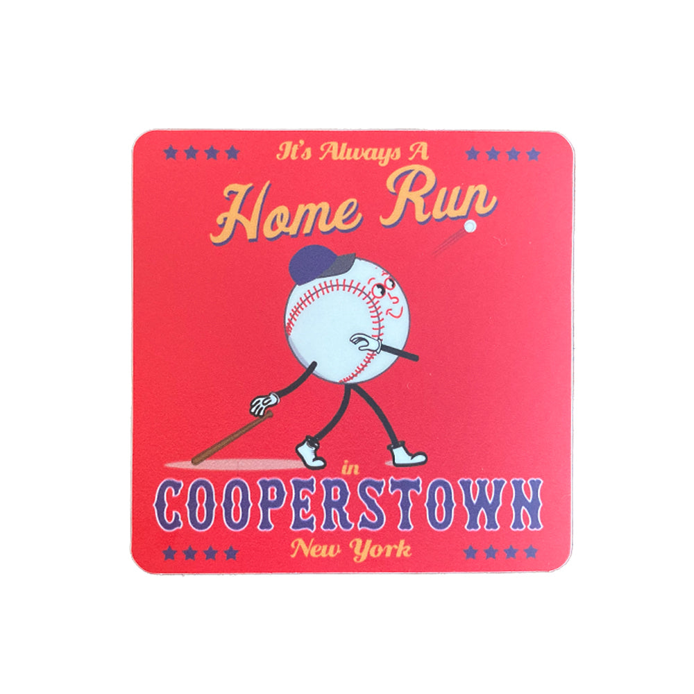 Cooperstown New York Baseball Cartoon Themed Sticker