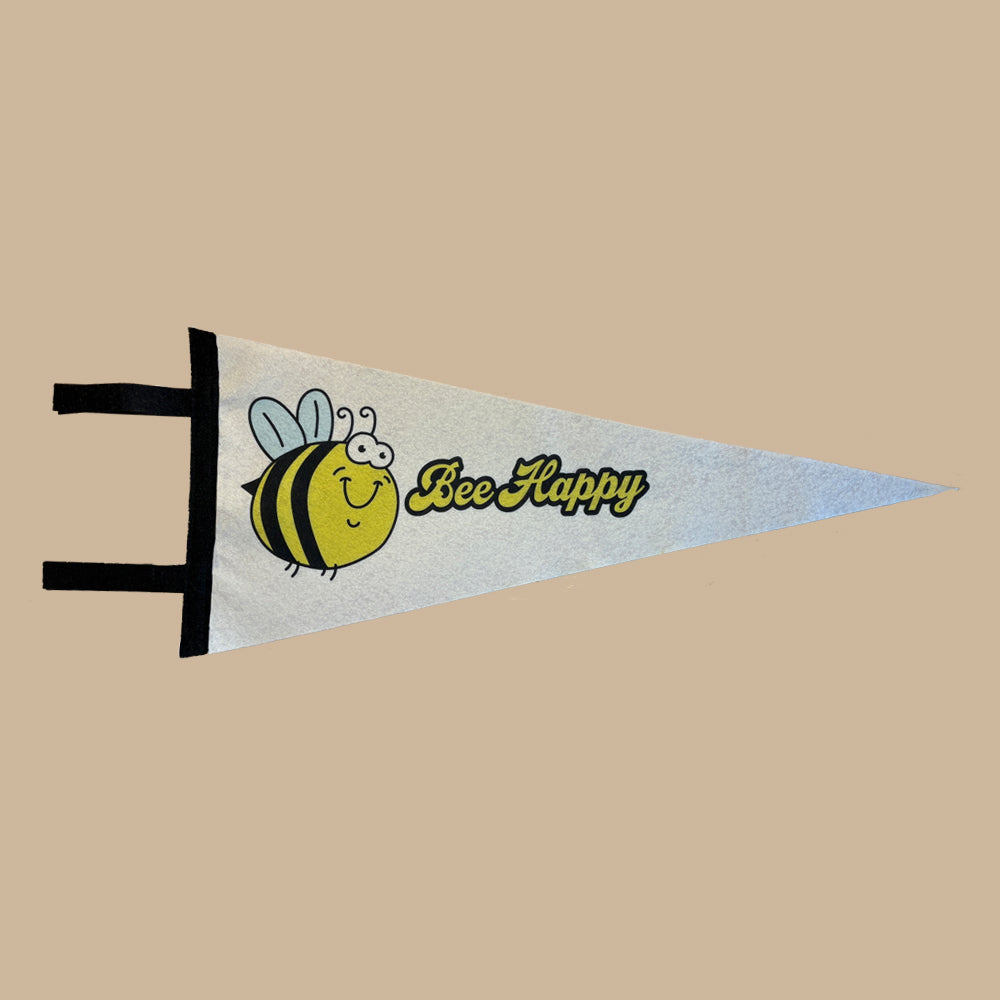 Bee Happy Positive Pollinator Pennant Flag - Unique Nature and Garden Gift Idea
