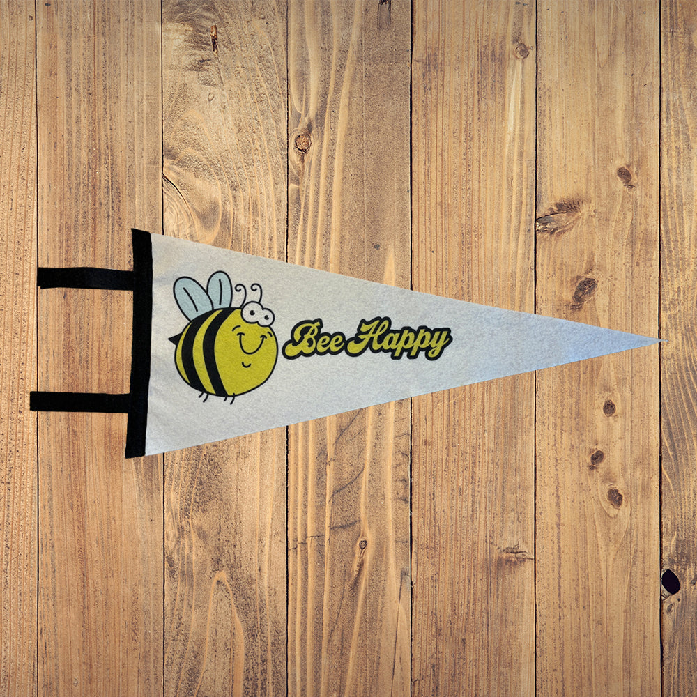 Bee Happy Positive Pollinator Pennant Flag - Unique Nature and Garden Gift Idea