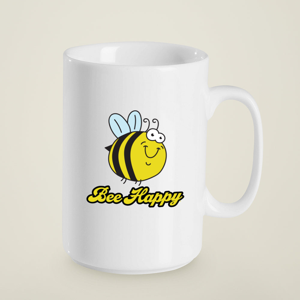 Bee Happy Inspirational Cute 15 oz. Coffee Mug