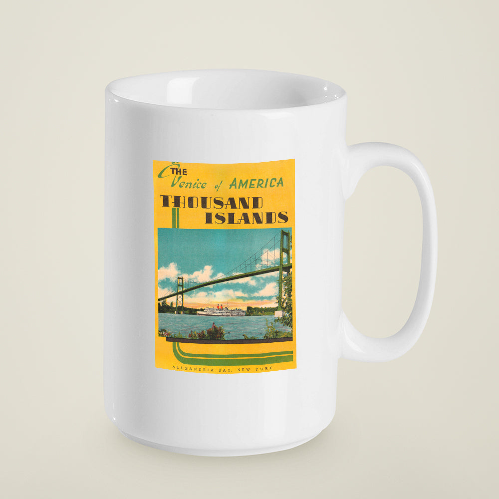 15 oz. Mug - 1000 Islands New York - Alexandria Bay Retro Travel Graphic