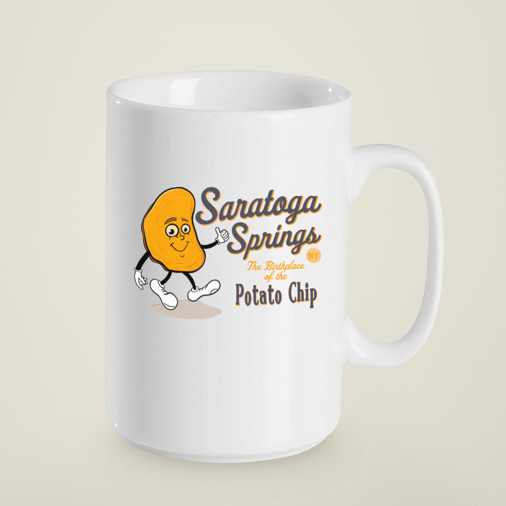 15 oz. Saratoga Springs New York Cartoon Mug - Birthplace of Potato Chip