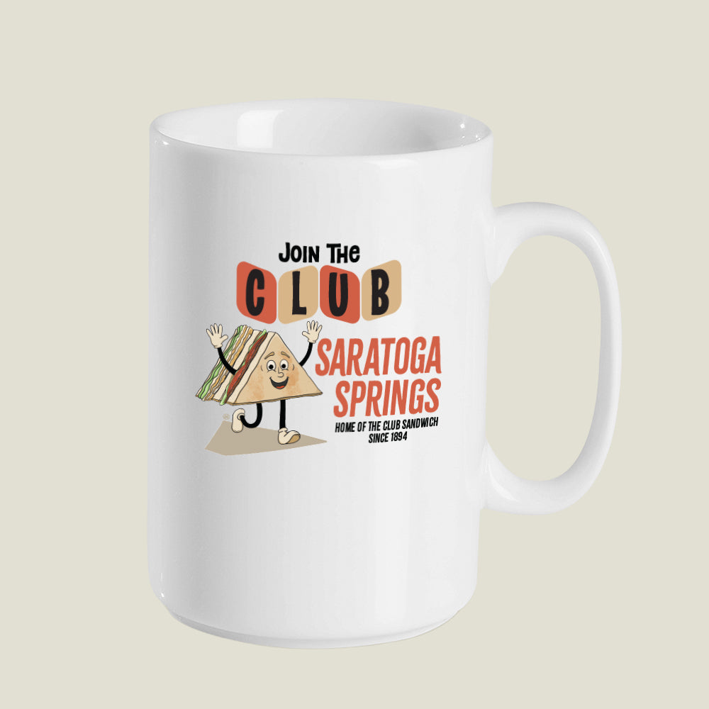 15 oz. Saratoga Springs Ceramic Mug - Original Club Sandwich Character - Fun Gift Idea