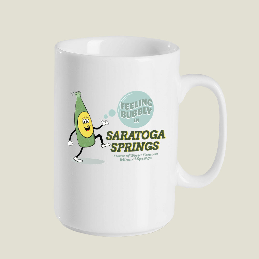 15 oz. Saratoga Springs Mineral Springs Ceramic Mug - Fun Gift Idea - Original Character Design