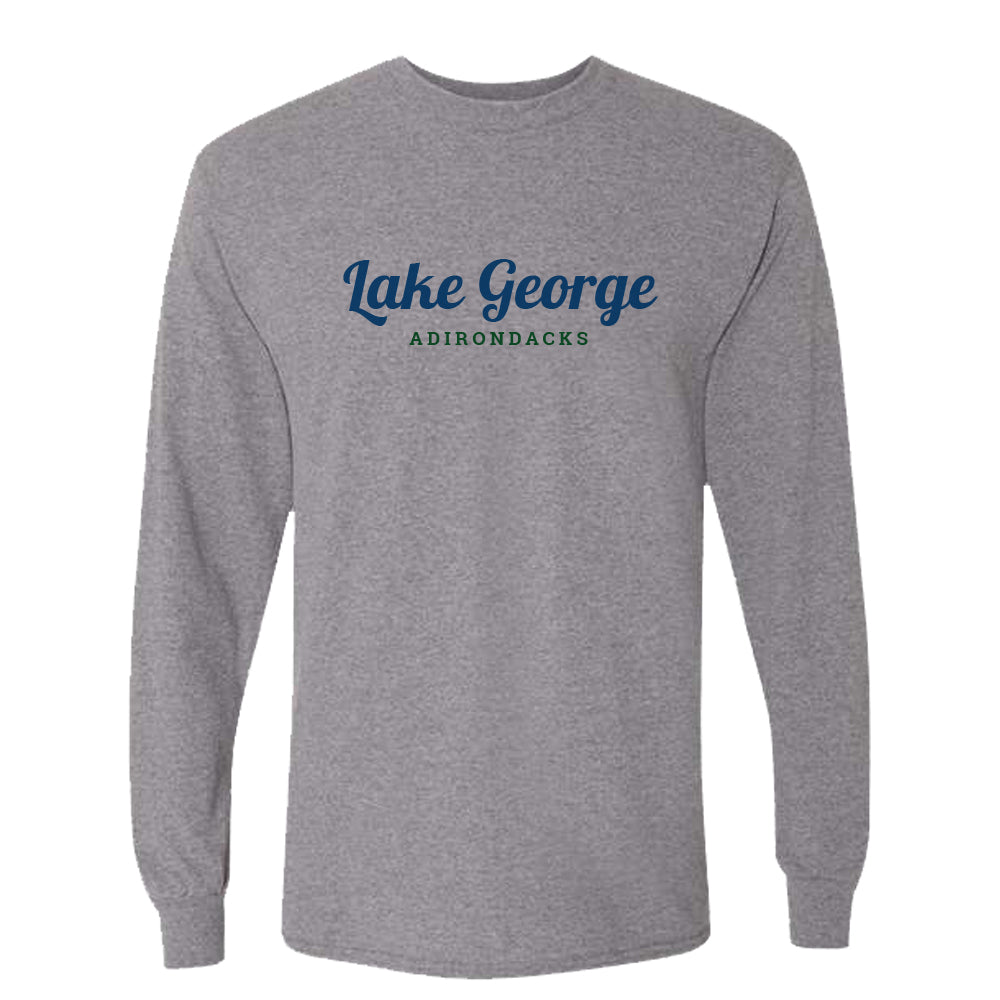 Lake George Classic Script Logo Long Sleeve Graphic Tee Shirt