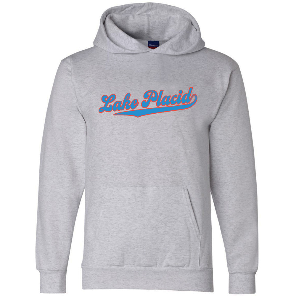 Lake Placid Retro Script Logo Hoodie - Pullover Hooded Sweatshirt