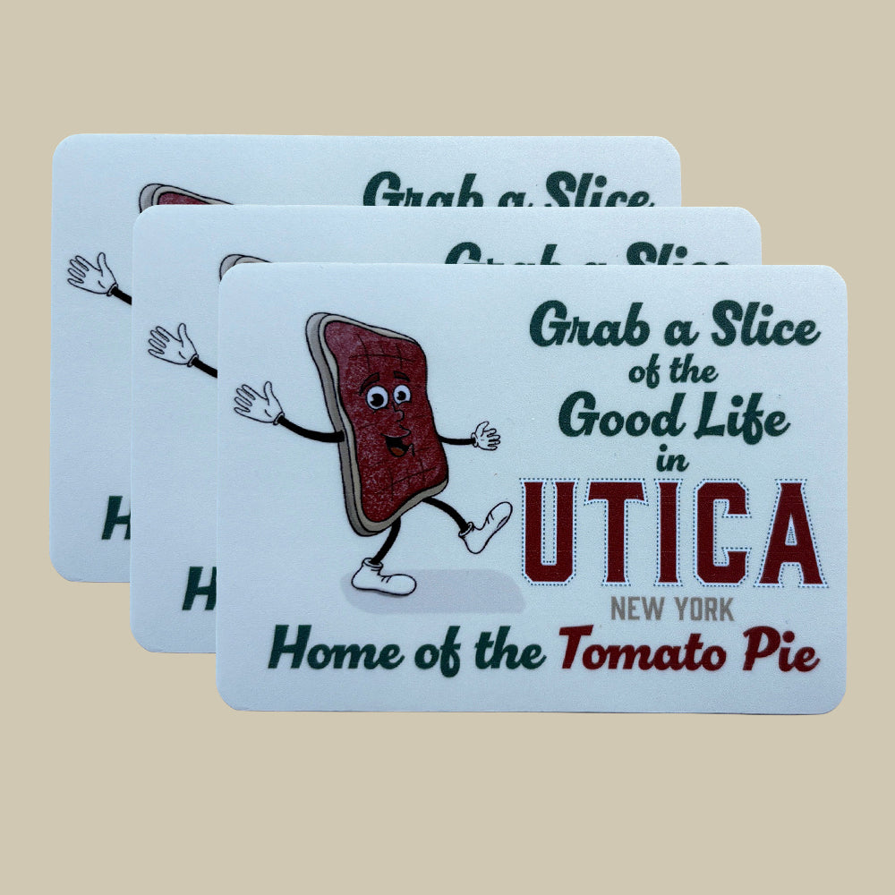 Utica New York Tomato Pie Sticker - Fun Retro Gift Idea