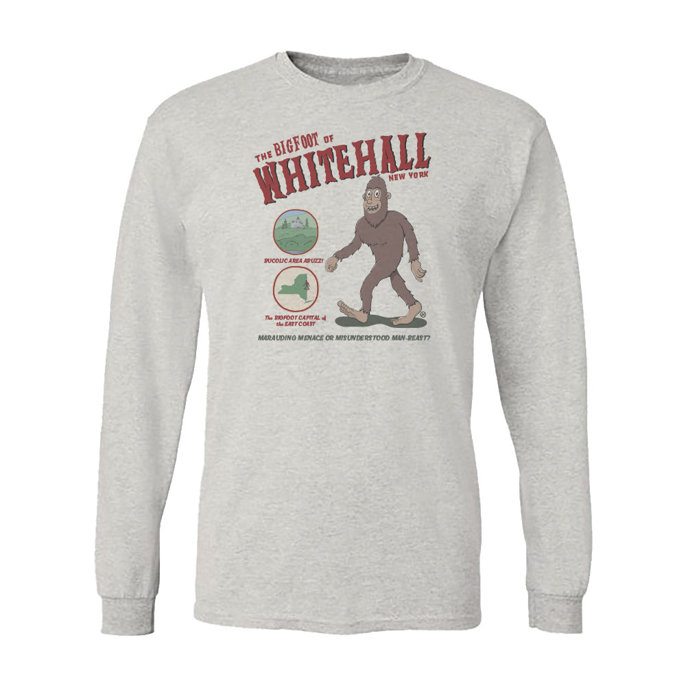 Bigfoot Cryptid Long Sleeve Tee Shirt - Whitehall Sasquatch Gift and Souvenir