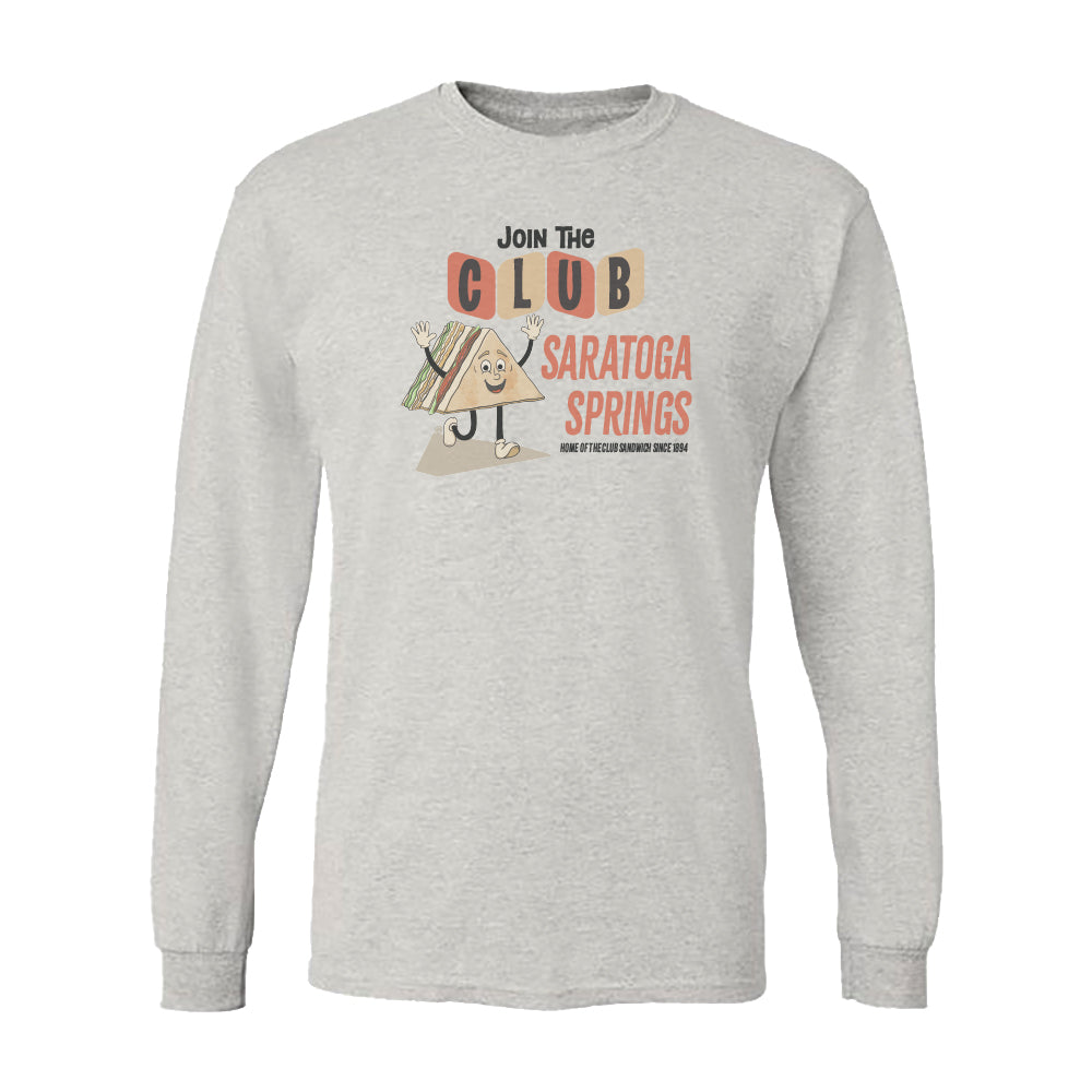 Saratoga Springs Club Sandwich - Long Sleeve Tee Shirt - Fun Upstate NY Gift Idea