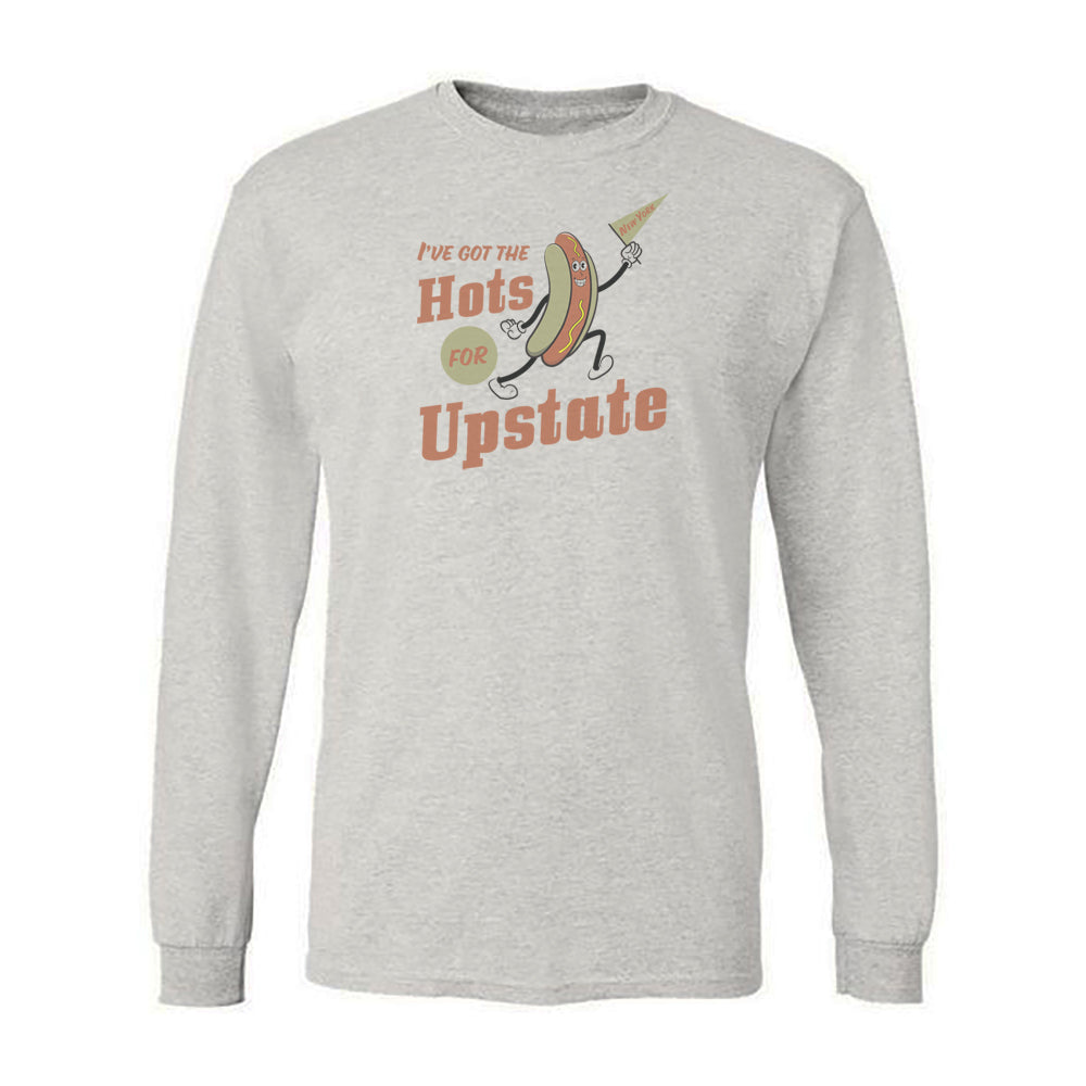 Upstate New York Funny Food Themed Long Sleeve Tee Shirt Retro Humorous Illustration Faded Print