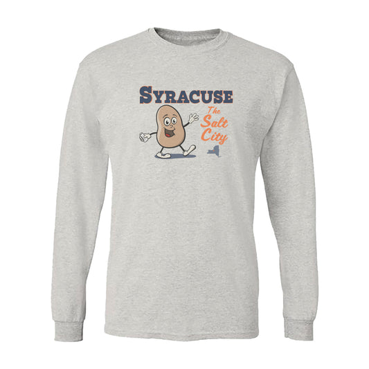 Syracuse The Salt City Long Sleeve Tee Shirt Retro Salt Potato Illustration Vintage Style Print