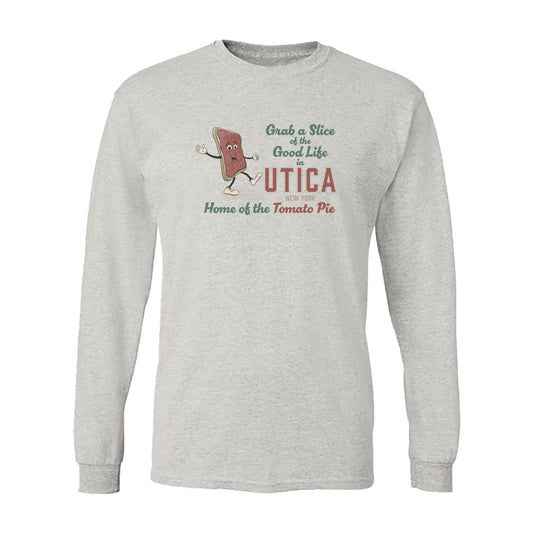 Utica Tomato Pie Long Sleeve Tee Shirt Retro Illustration Vintage Style Print