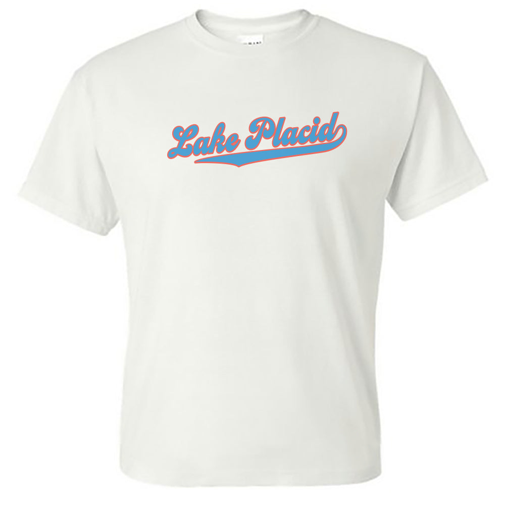 Lake Placid Retro Script Vintage Style Unisex Tee Shirt