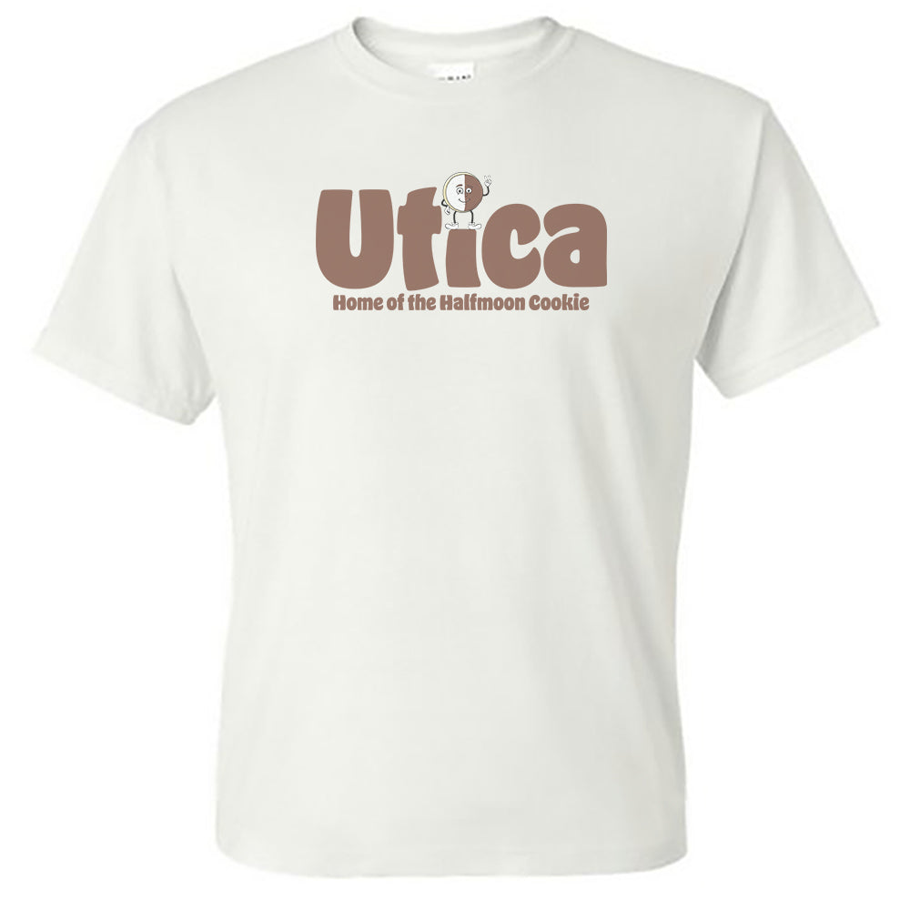 Utica NY Halfmoon Cookie Tee Shirt Upstate NY Fun Food Design on Unisex T-Shirt