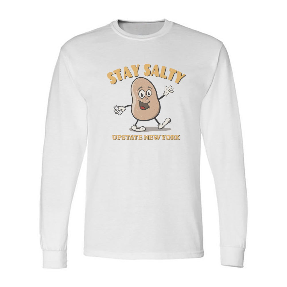 Salt Potatoes Upstate NY Long Sleeve Tee Shirt Retro Humorous Illustration Faded Print