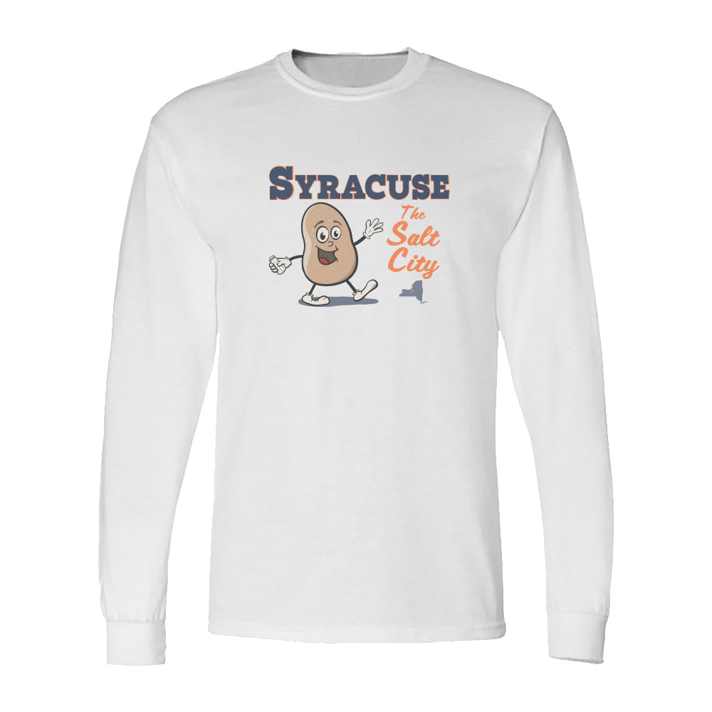 Syracuse The Salt City Long Sleeve Tee Shirt Retro Salt Potato Illustration Vintage Style Print