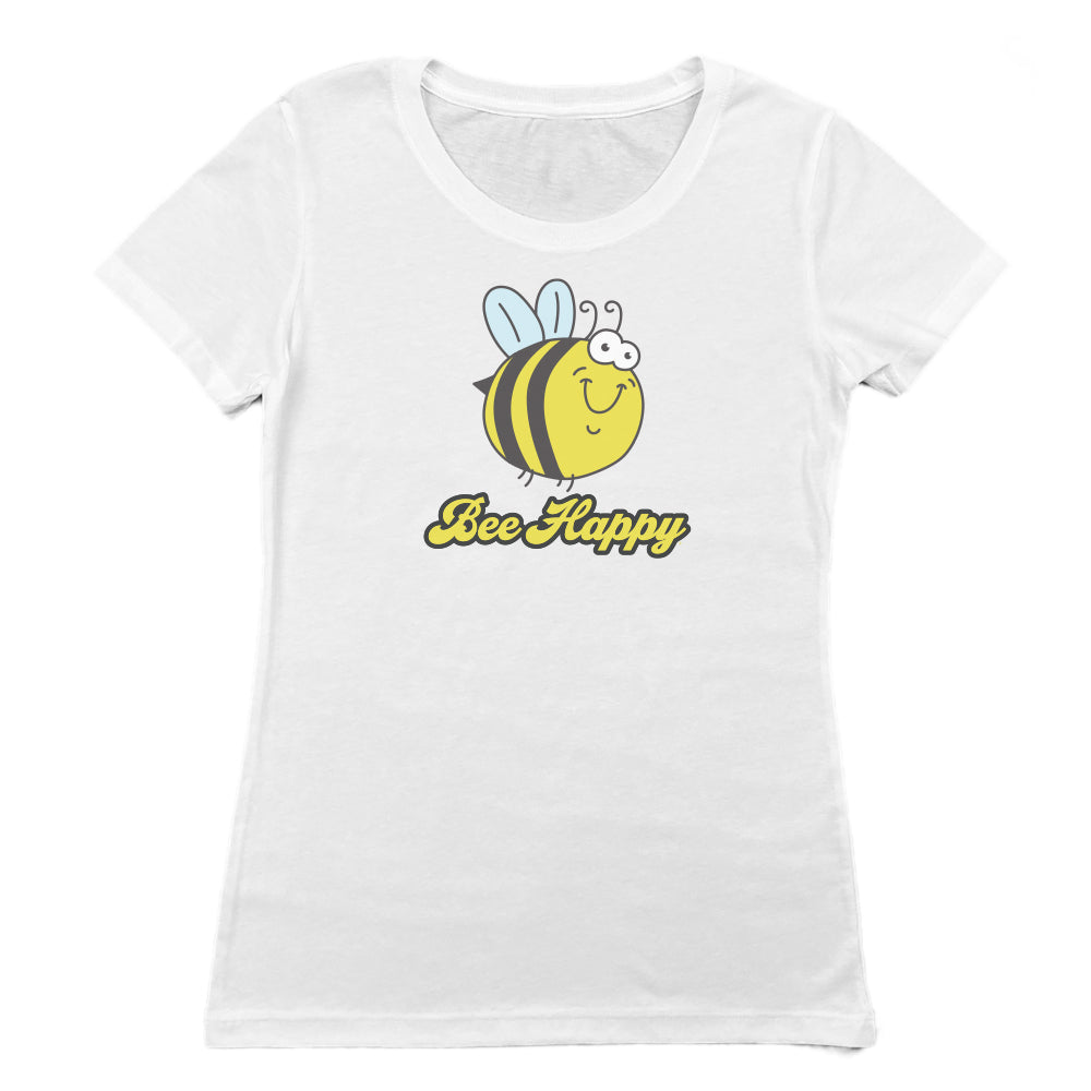 Bee Happy Themed Graphic Women's Tee Shirt