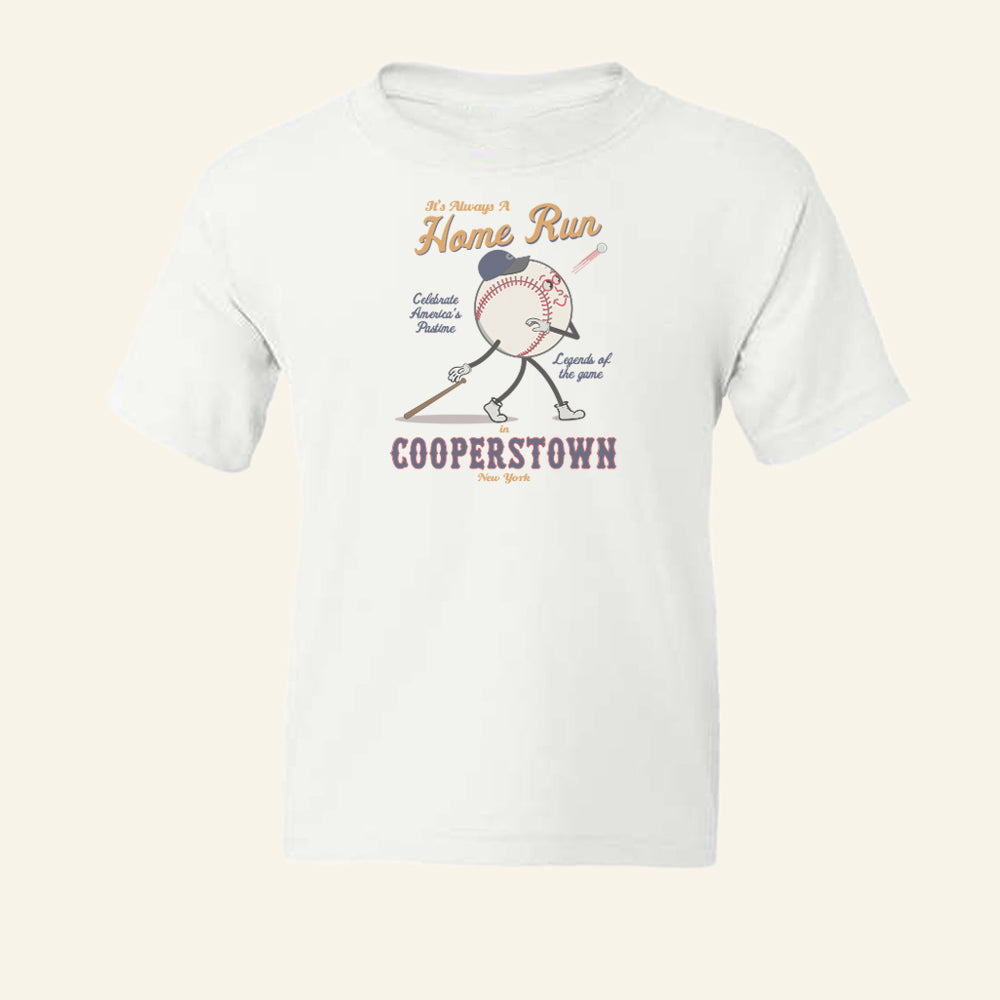 Fun Kids Cooperstown Baseball Youth Tee Shirt - Souvenir and Gift Idea