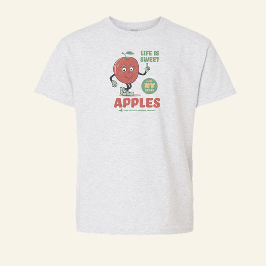 Fun Kids New York Apples Themed Youth Tee Shirt - Upstate NY Souvenir and Gift Idea