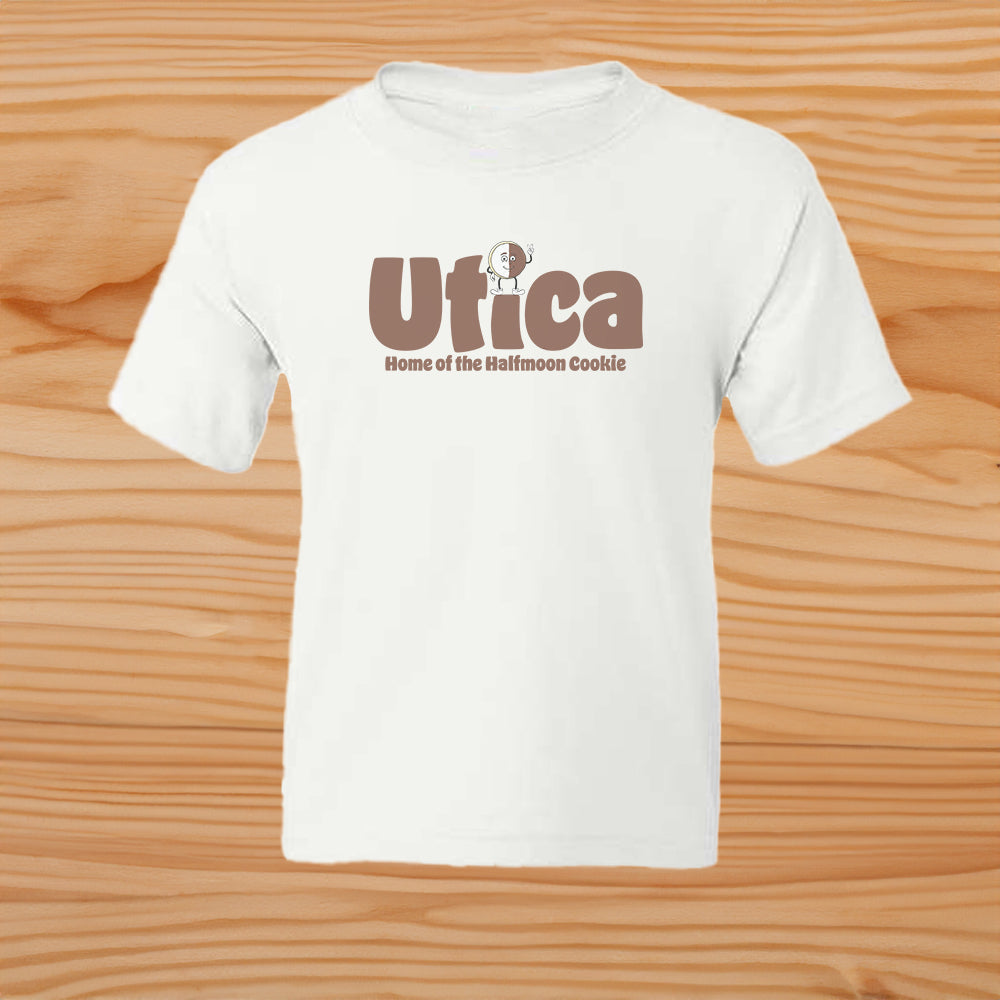 Fun Kids Utica Halfmoon Cookie Youth Tee Shirt - Upstate NY Souvenir and Gift Idea