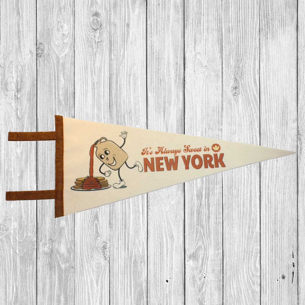 Fun Maple Syrup Themed Upstate New York Pennant with a Retro Design