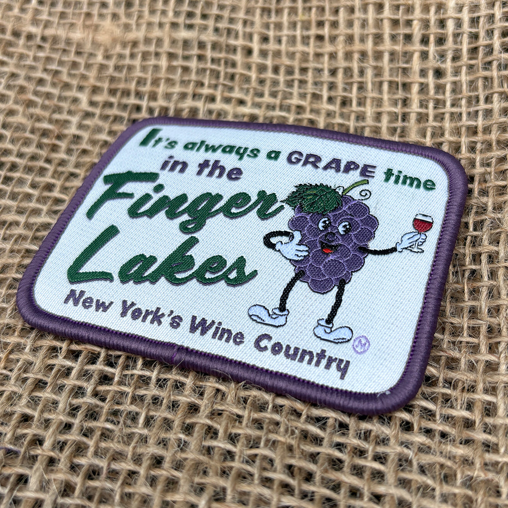 Finger Lakes Wine Themed Patch - Whimsical Grape Character