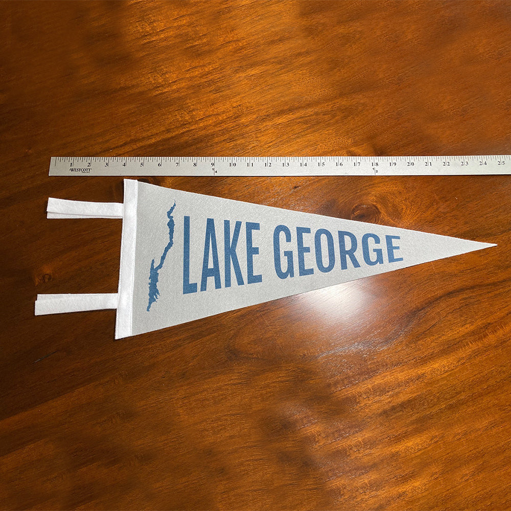 Lake George Pennant - Gray with Blue Print and White Accents
