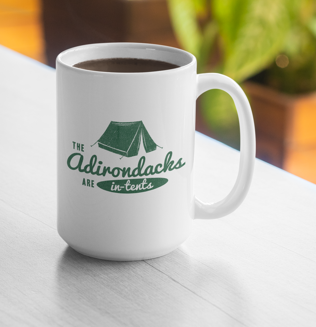 15 oz. Adirondacks Are In Tents Camping Themed Ceramic Mug