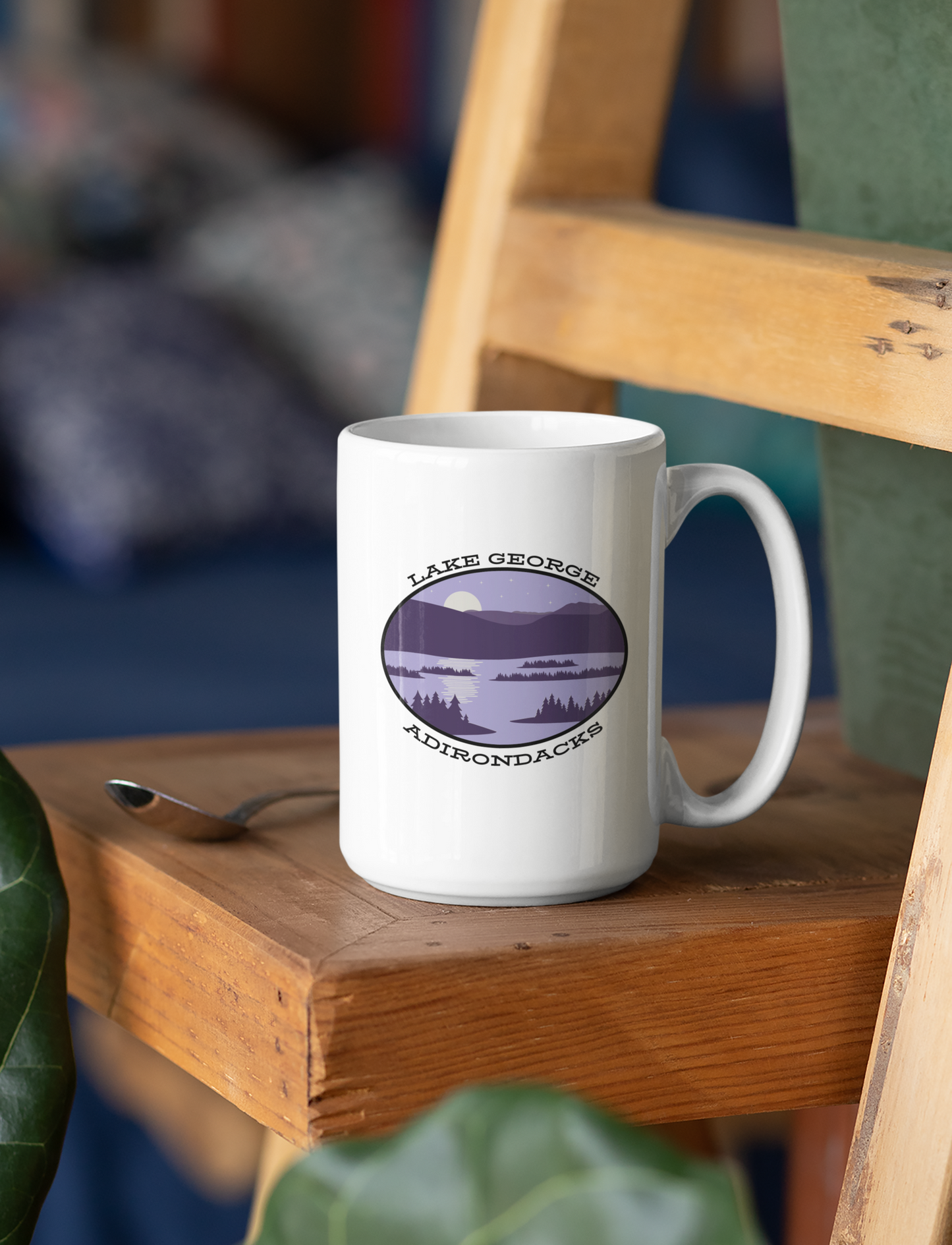 Lake George Moonlight Ceramic Mug Saranac Tupper Lake Placid 15 oz.