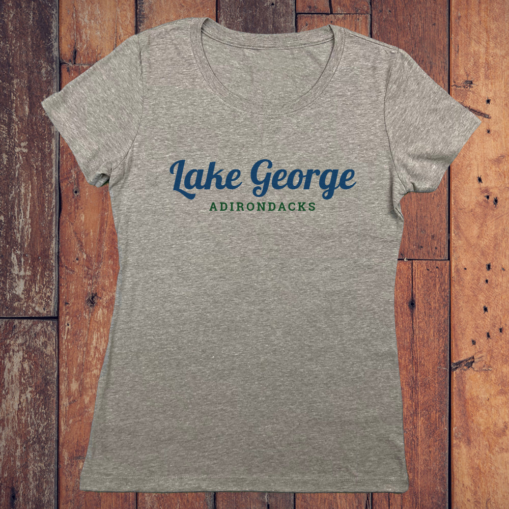 Lake George Adirondacks Script Design Women's Tee Shirt