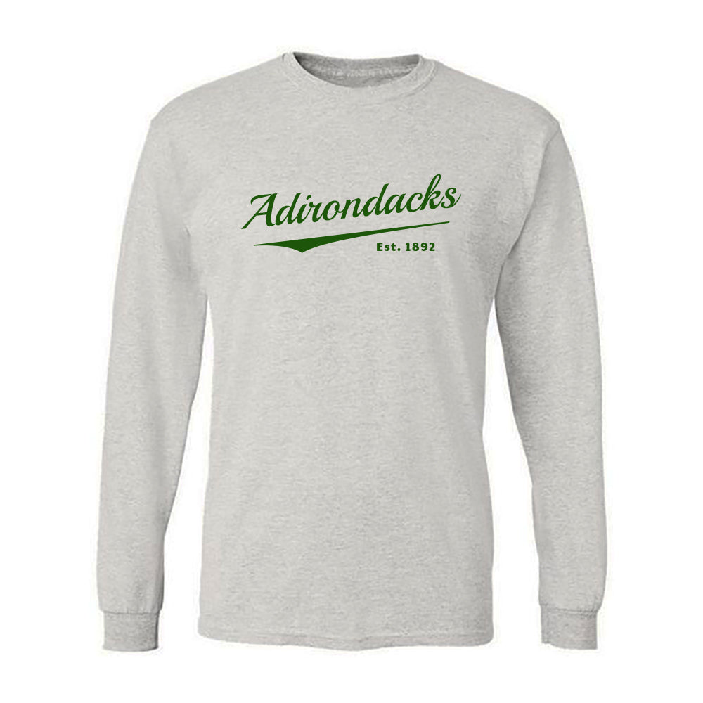 Adirondacks Classic Script Logo Long Sleeve Graphic Tee Shirt