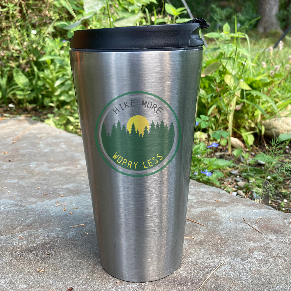 Stainless Steel Travel Mug - Hike More Worry Less Hiking Theme