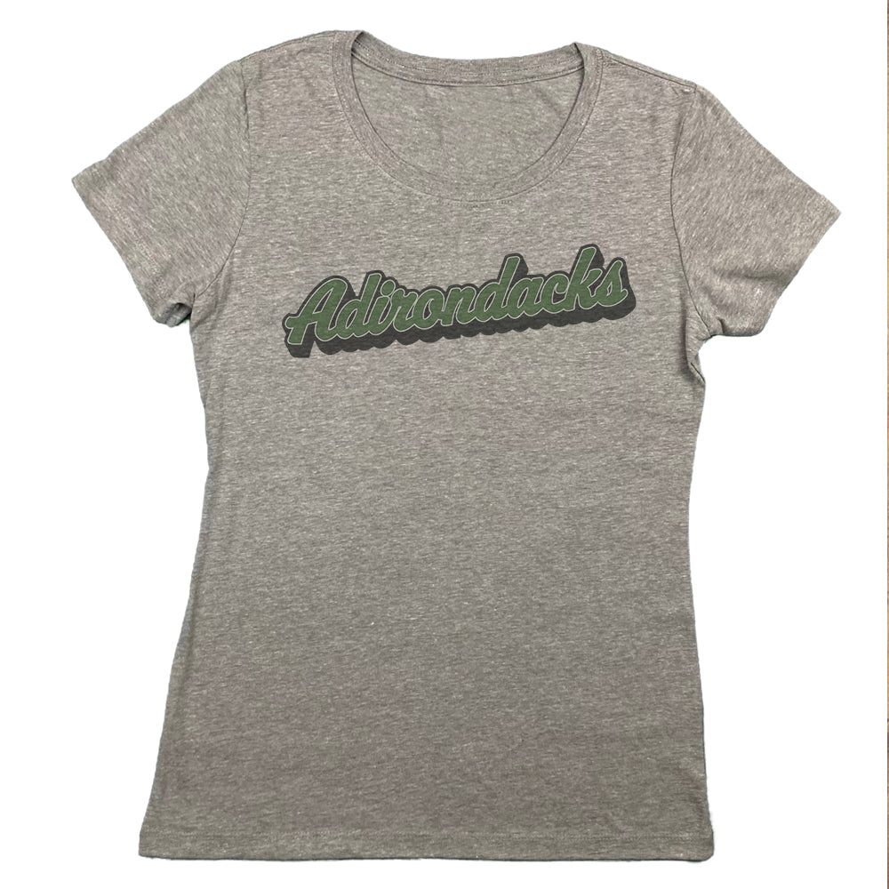 Adirondacks Retro Script Vintage Style Faded Women's Tee Shirt