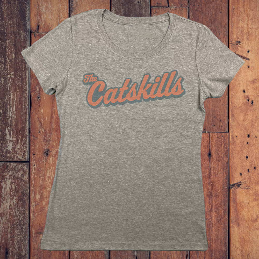 Catskills Retro Script Vintage Style Faded Women's Tee Shirt