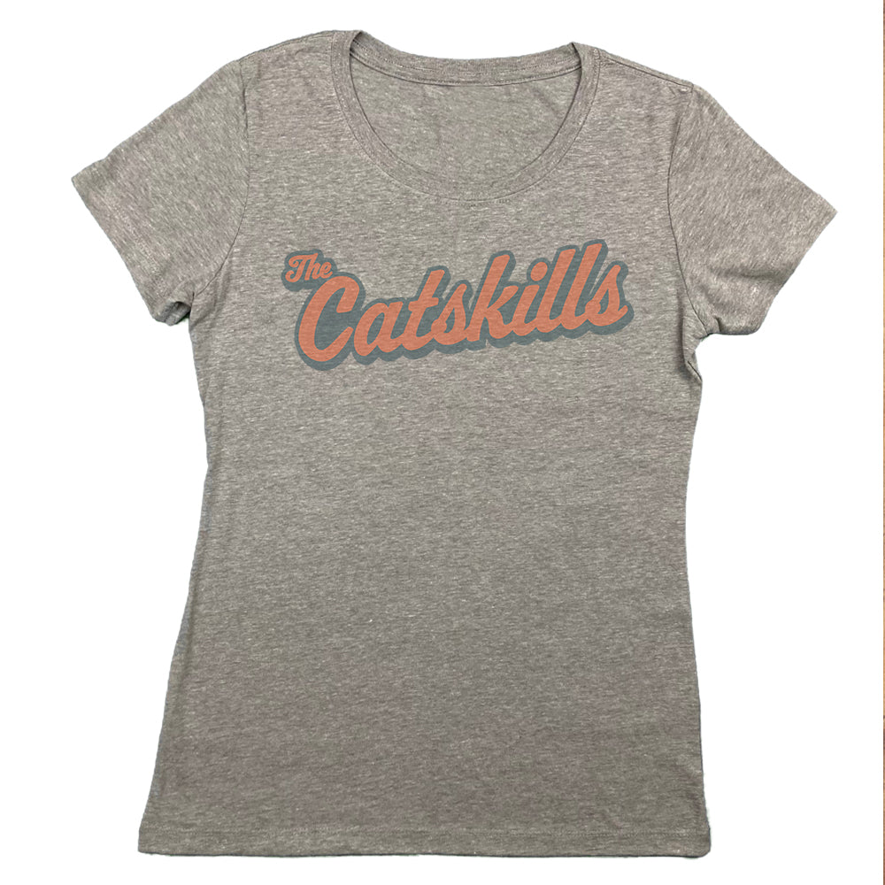 Catskills Retro Script Vintage Style Faded Women's Tee Shirt