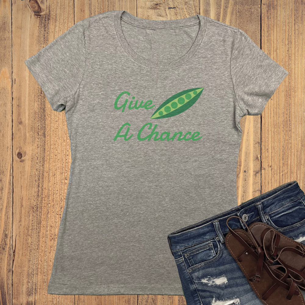 Give Peas A Chance Gardening Themed Vintage Faded Graphic Women's Tee Shirt