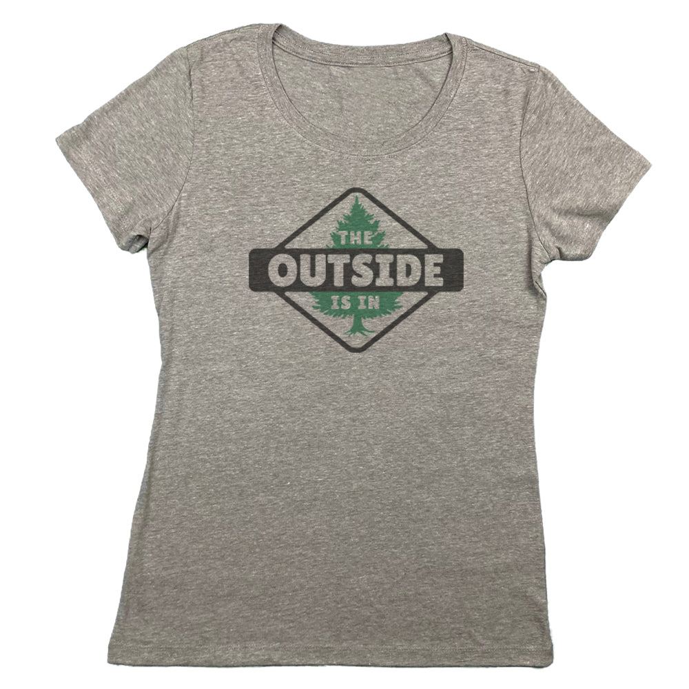 The Outside Is In Nature Themed Vintage Faded Graphic Print Women's Tee Shirt