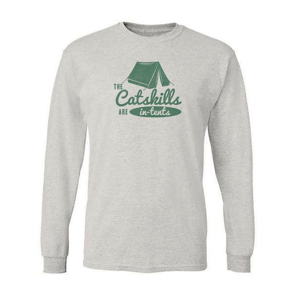 The Catskills are In-Tents Vintage Style Faded Print Long Sleeve Tee Shirt