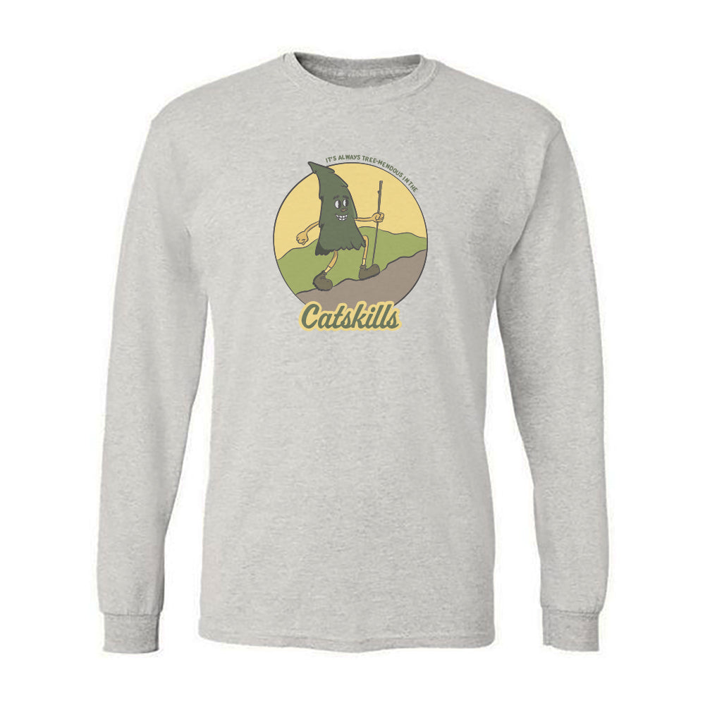Catskills Long Sleeve Tee Shirt Retro Humorous Illustration Faded Print