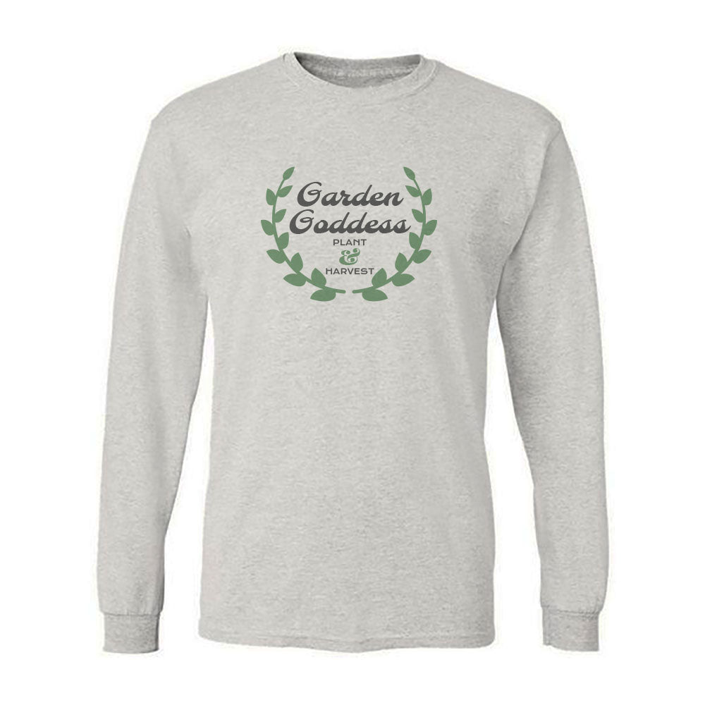 Garden Goddess Gardening Themed Vintage Faded Print Long Sleeve Tee Shirt