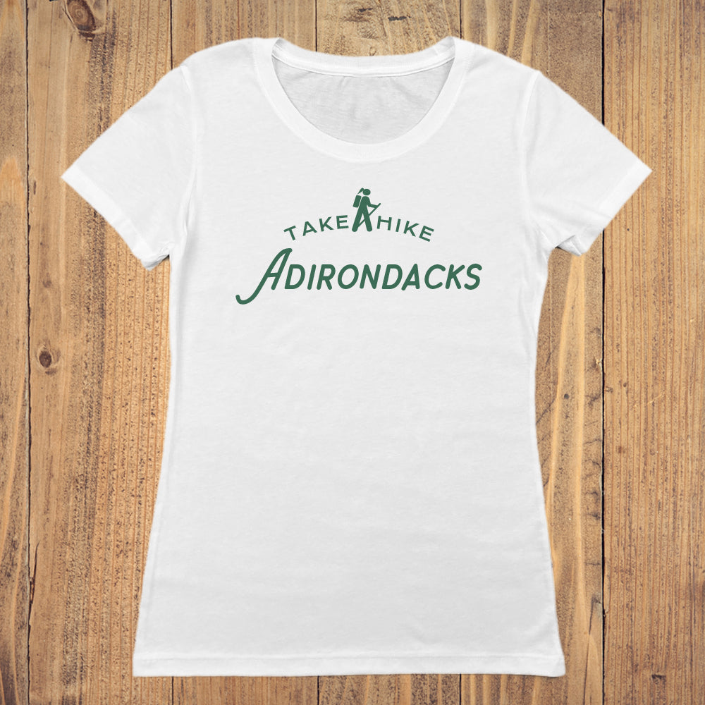 Take A Hike Adirondacks Hiking Themed Vintage Faded Graphic Women's Tee Shirt