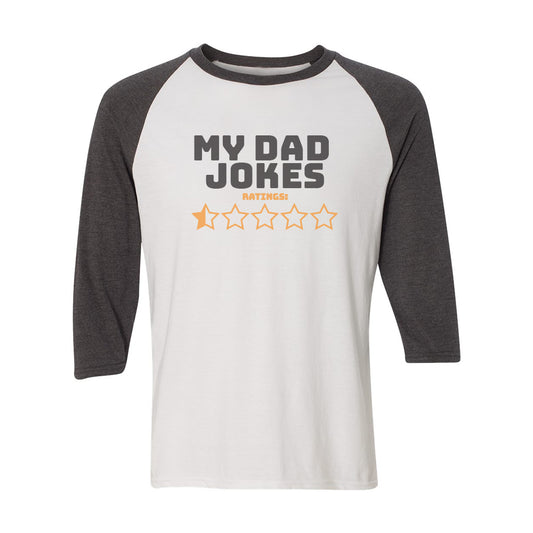 Dad Jokes Review Funny Logo 3/4 Sleeve Raglan Shirt