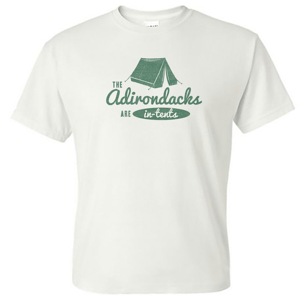 Adirondacks Are In Tents Camping Themed Vintage Design Unisex Tee Shirt