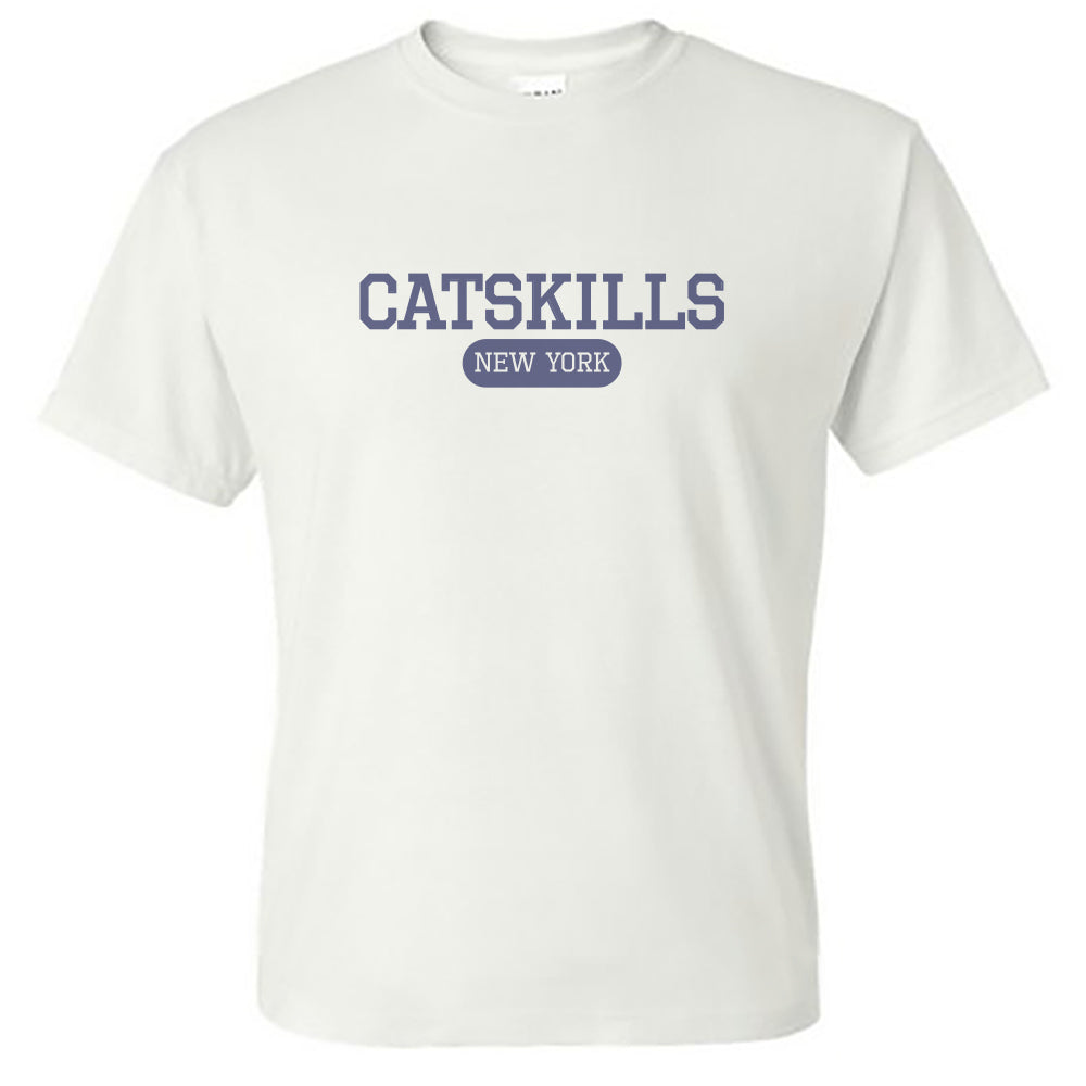 Catskills New York Varsity Style Block Lettering Vintage Style Print Unisex Tee Shirt
