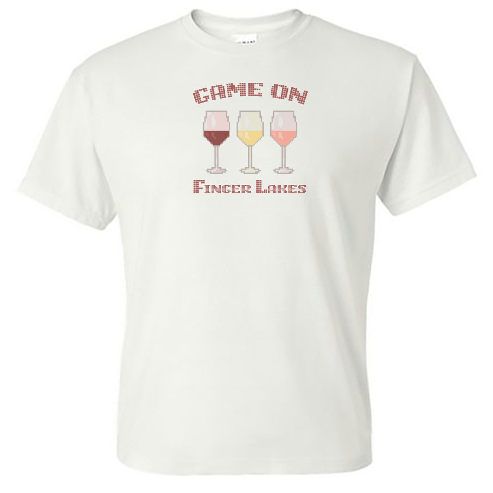 Finger Lakes New York Tee Shirt Wine Themed Retro 8-bit Style Fun Vintage Design - Unisex