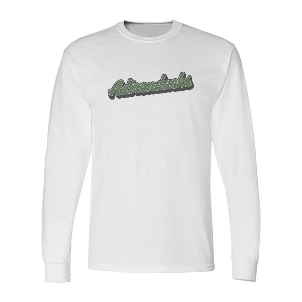 Adirondack Retro Script Vintage Faded Long Sleeve Tee Shirt