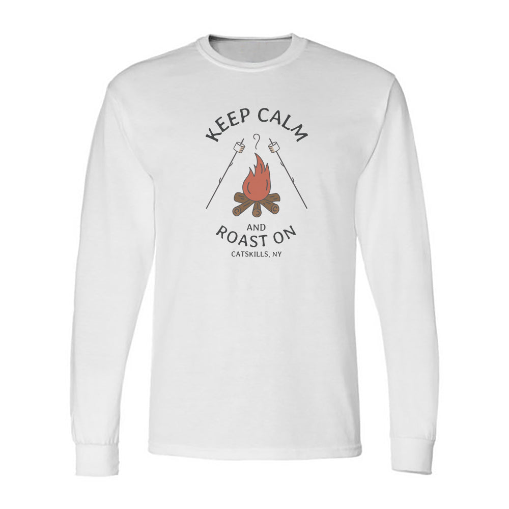 Catskills Campfire Vintage Style Faded Print Long Sleeve Tee Shirt