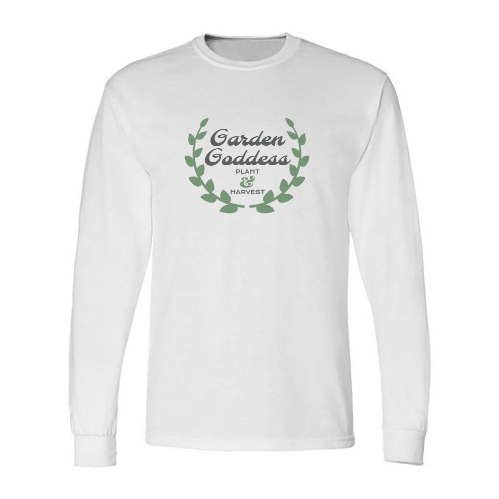 Garden Goddess Gardening Themed Vintage Faded Print Long Sleeve Tee Shirt